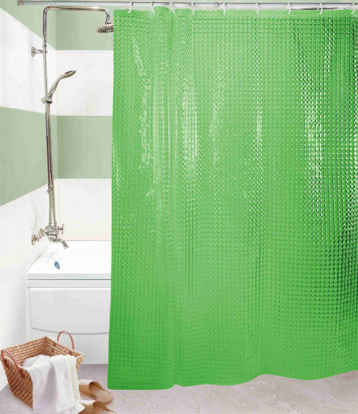 Шторы д ванн 3D 180х180см (зеленый) (1 24)